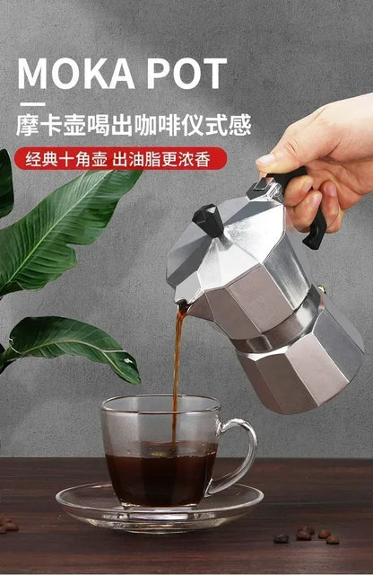 New 50ml-600ml Moka Pot Aluminum Household Electric Burner Stove Top Espresso Percolator Coffee Maker Coffee Extraction Pot