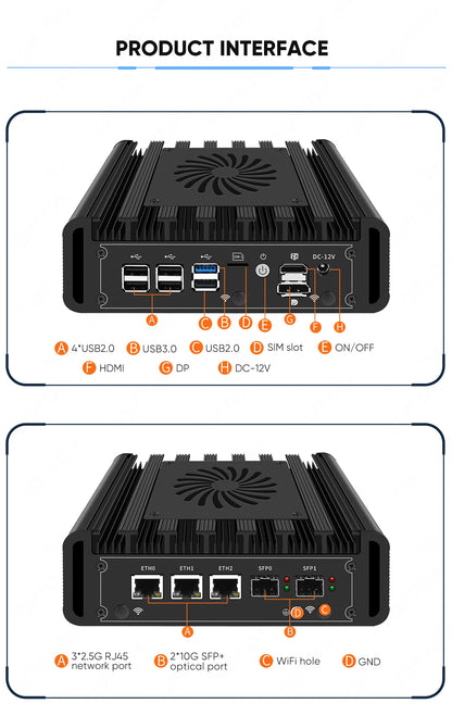 2x10G SFP+ Solid Firewall Mini PC 3x2.5G i226-V Lans Intel i3 N300 N150 N100 DDR5 NVMe Proxmox pfSense OPNsense Home Server Host
