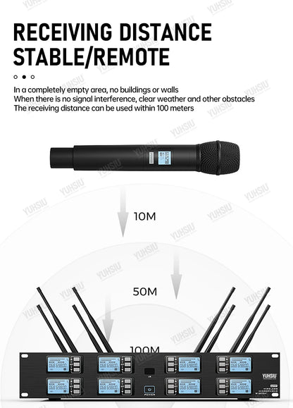 YUHSIU Professional UHF Wireless Microphone 8 channels Handheld lavalier Headset FM Mic For stage performance Band conference