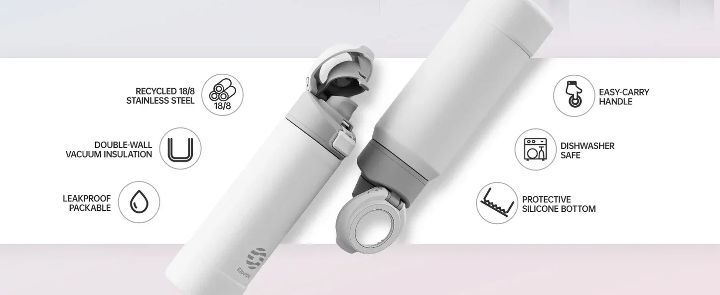 Fjbottle Magnetic Thermos Stainless Steel Sports Water Bottle with Magnetic Phone Holder Bouncing cover Insulation Cup