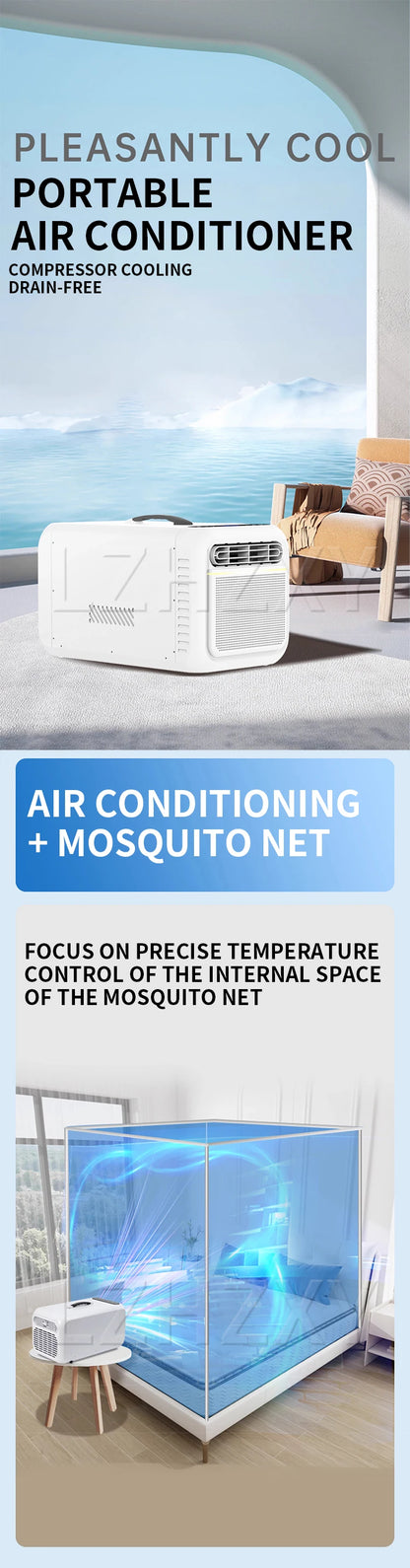Portable Air Conditioner Mosquito net air conditioner compressor refrigeration outdoor tent camping single cooling integrated mo