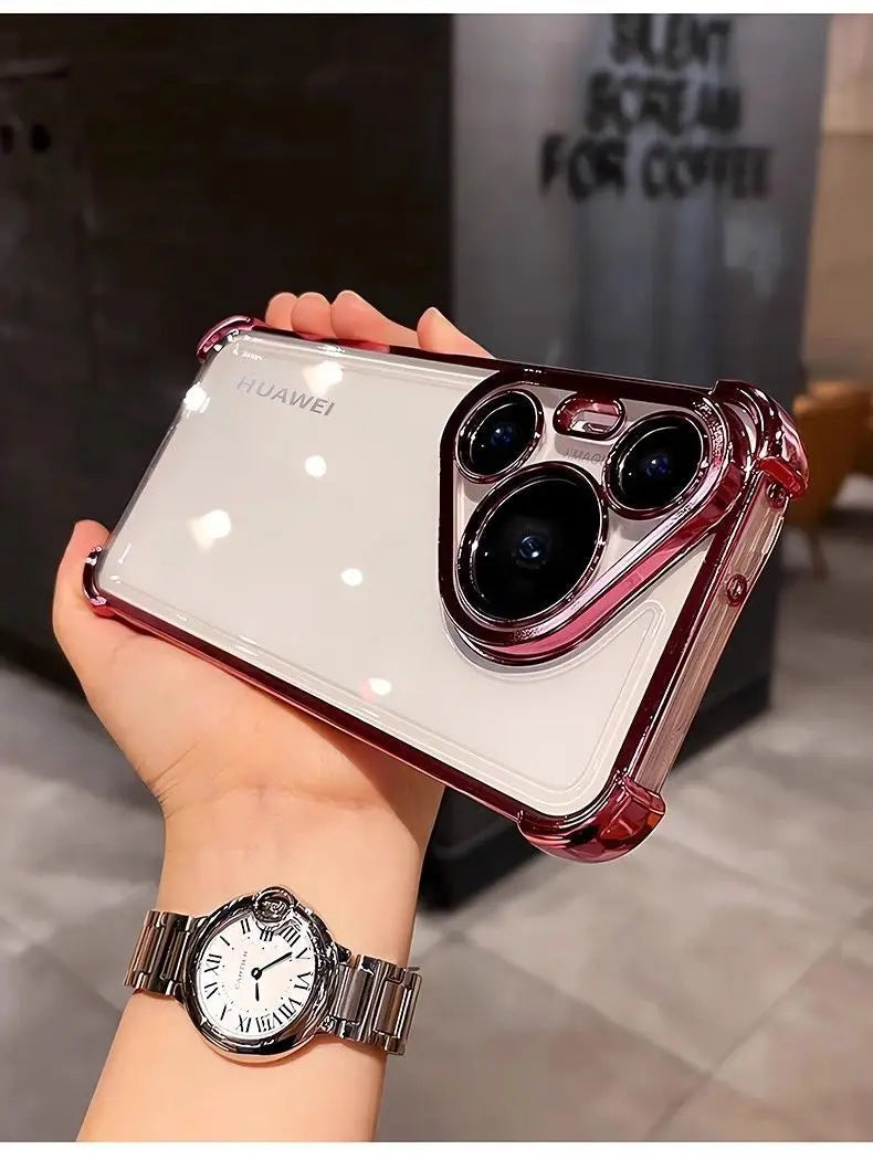 Case For Huawei Pura 80 Ultra 80 Pro plus Luxury Electroplating Transparent Four Corners Shockproof Back Cover For Huawei Pura80