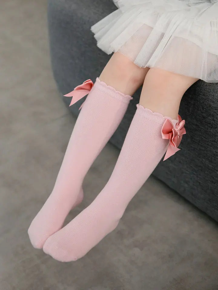 Winter Autumn Kids Knee High Socks Baby Girls Cotton Socks Big Bow Soft Toddlers Princess Children Long Socken For 0-5Years