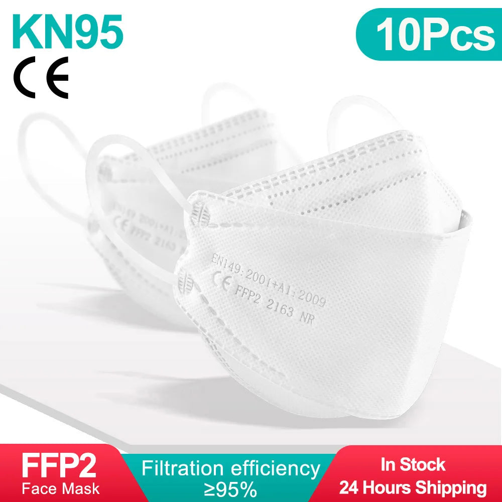 Adult Fish Shape Certified KN95 FFP2 Mask 4 Layers Black Fabric Mascarillas Mouth FPP2 Face Mask KN95 Filter Respirator ffp2mask