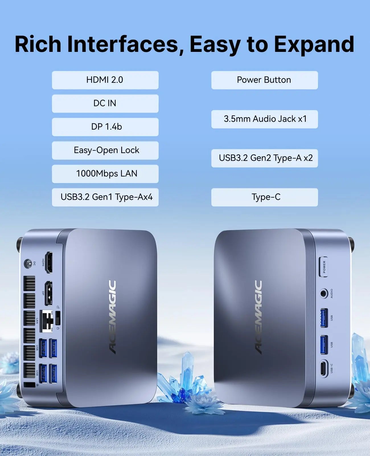 ACEMAGIC M5 Mini PC Intel Core I5-14500HX (14C/20T, up to 4.9GHz) 16GB DDR4 RAM 512GB NVMe SSD, Desktop Replacement 4K Triple