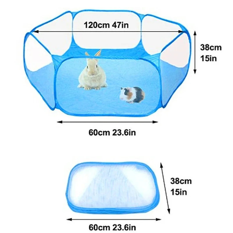 Foldable Open Pet Playpen Portable Transparent Pet Cage Yard Fence for Dog Cat Rabbit Hamster Guinea Pig Indoor Outdoor