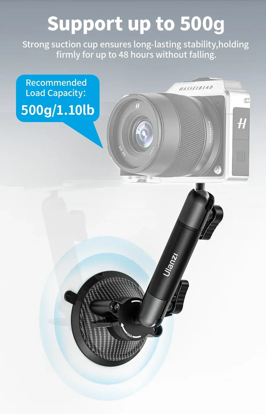 Ulanzi Go-Quick II Action Camera Smartphone Suction Cup Mount 1/4'' Screw 360° Ballhead For GoPro for Insta360 Phone Car Holder