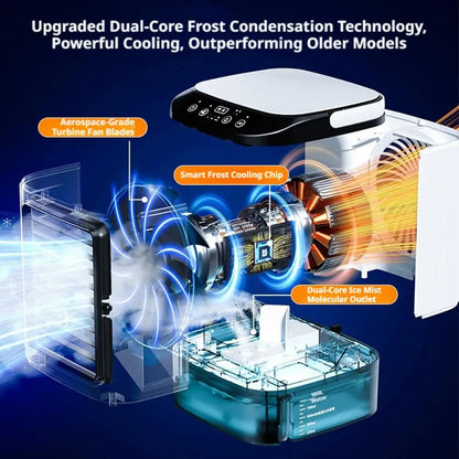 USB Mini Evaporative Air Cooler Desktop Spray Humidifier Fan 900ML Water Tank, Portable Water Cooling Fan for Home Office Use