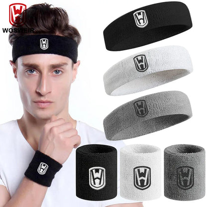 WOSWEIR-Cotton Athletic Headband Elastic Sweatbands Women Men Basketball Sports Gym Fitness Sweat Band Volleyball Tennis