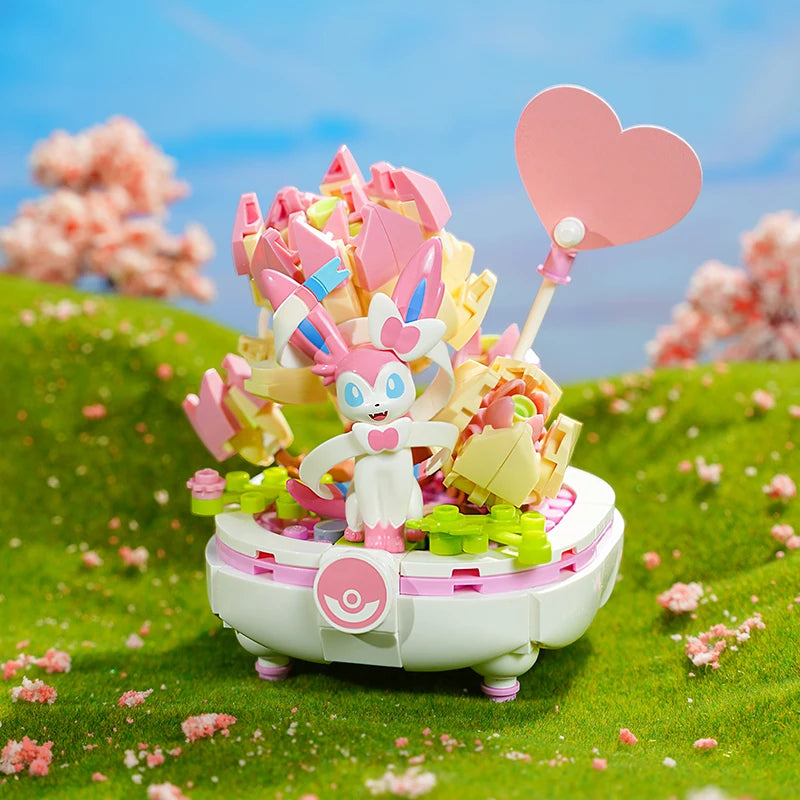 Pokemon Building Block Pikachu Charmander Squirtle Model Toy Home Decoration Plant Potted Flower Brick Girl Toy Child Gift