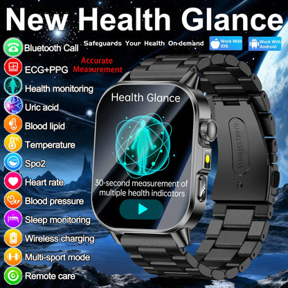 2026 New Health Smart Watch Precise Measurement ECG+PPG Blood Pressure Uric Acid Body Fat Analysis call SmartWatch For Men Women