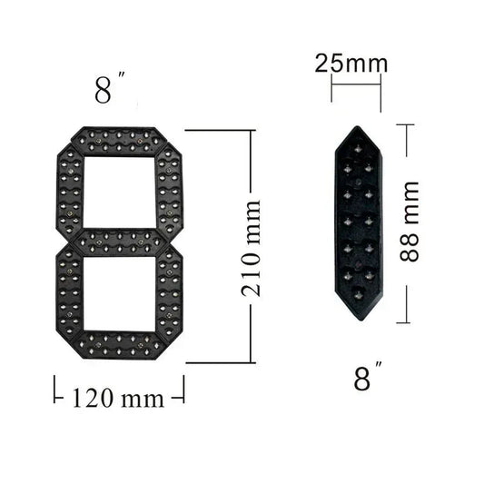 Hot Sale 8 inch Waterproof 7segment Digital Led Module For Price/Time/Temperature/Score Sign