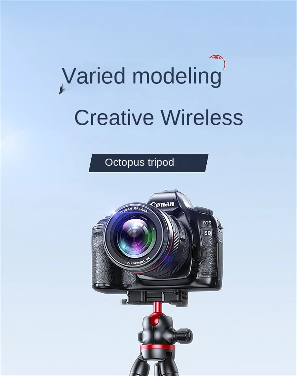 FGCLSY 2025 Flexible Octopus Tripod for iPhone smartphone Camera DSLR 2in1 Design With Phone Holder Side Cold Shoe 1/4'' Screw