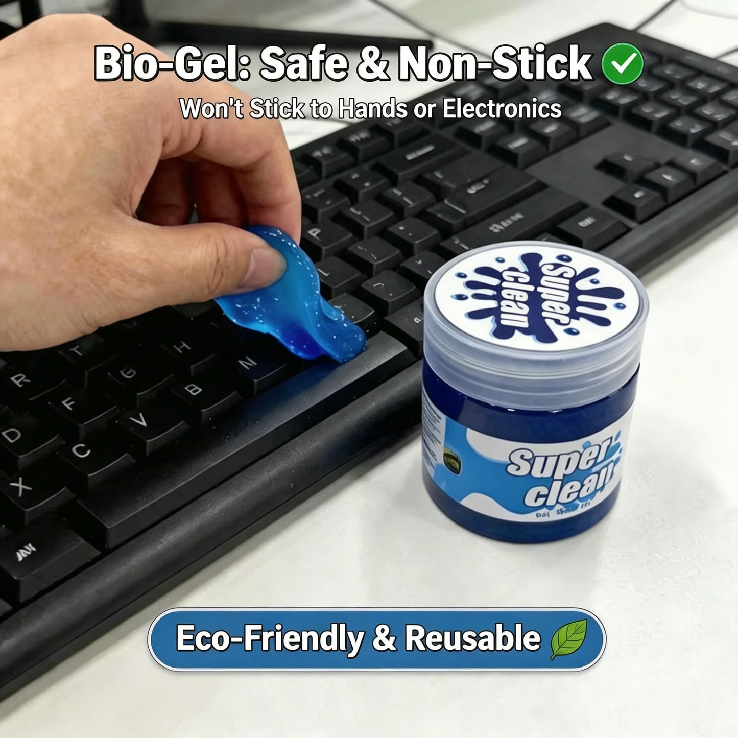 Eco-Friendly Reusable Blue Cleaning Gel, Multi-Purpose Dust Cleaner Gel for Keyboard, Car Vents & Small Gaps