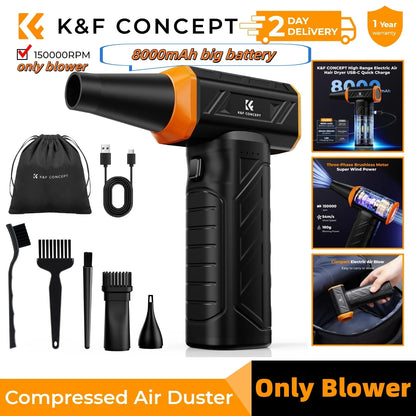 K&F CONCEPT Electric Air Duster Cordless Compressed Air Blower Suction for Computer,PC,Laptop Keyboard,Car,Camera Dust Cleaner