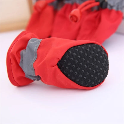 4pcs Antiskid Puppy Shoes Waterproof Winter Pet Dog Anti-slip Rain Snow Boots Footwear Thick Warm For Prewalkers Socks Booties