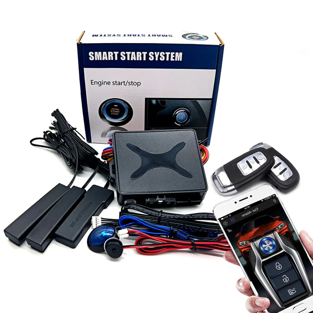 Universal Car alarm with remote starter Autostart system Start stop button system Car accessories Alarm automotive Smart lock