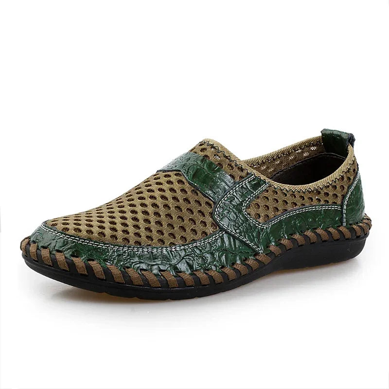 2025 Summer Shoes Men Loafers Mesh Breathable Flat Non-slip Mens Casual Shoes Brand Footwear Plus Size 45 Black Green Blue D328