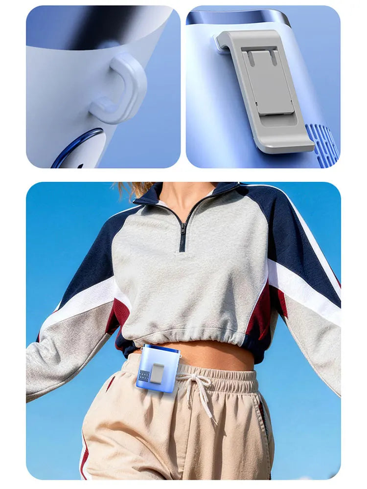 Lenovo Portable Waist Fan 100-Speed Strong Wind Rechargeable Neck Fan Quiet Long Battery Life Clip-on Fan for Outdoor Hiking