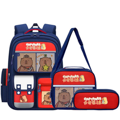 Capybara School Bags for Boys Girls Primary Schoolbag Cartoon School Backpack Set Rucksack Bagpack Kids Cute Children Book Bags