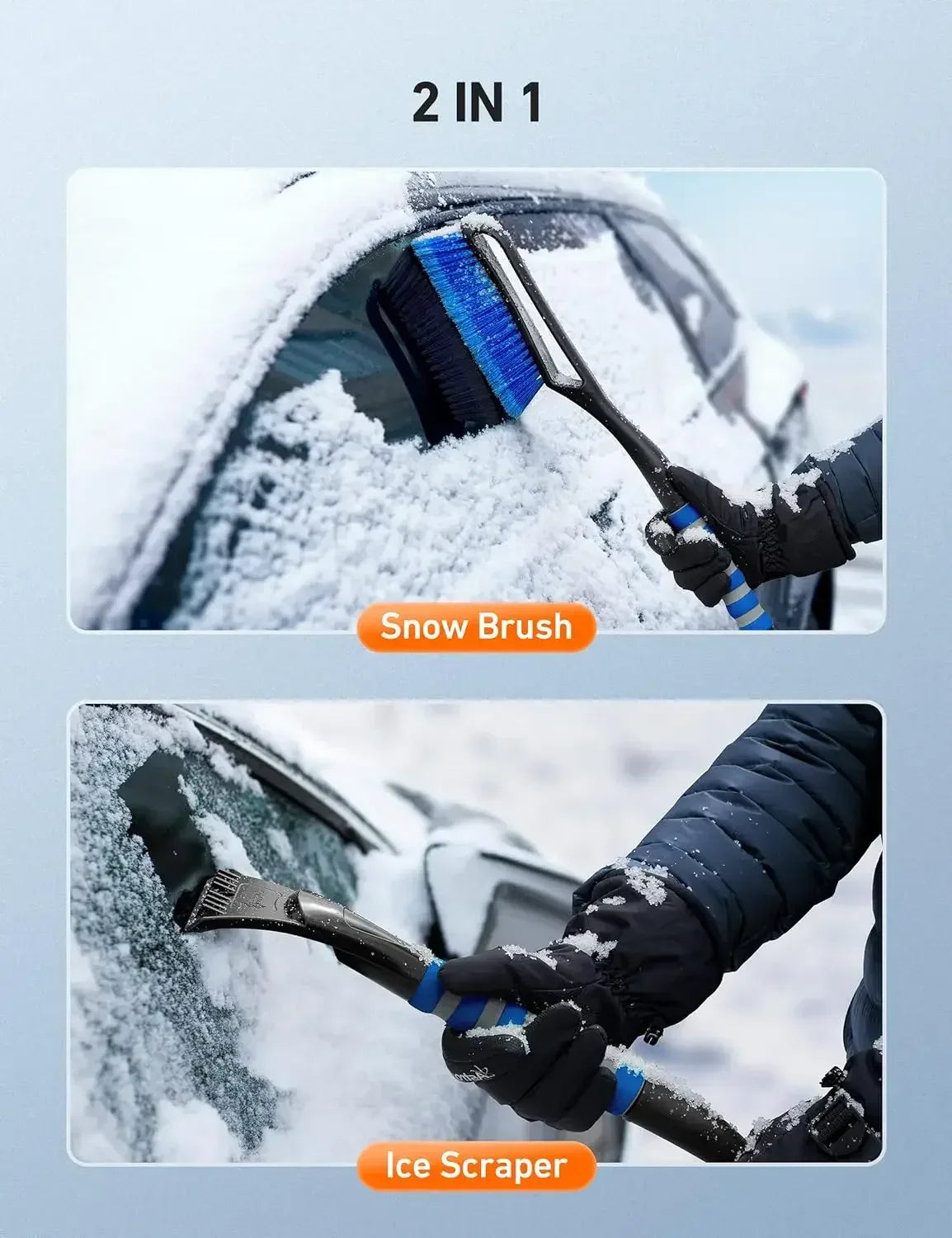 Snow Brush Ice Scrapers for Car Windshield Windows Detachable No Scratch Scraper for Ice and Snow Removal Winter with Foam Grip