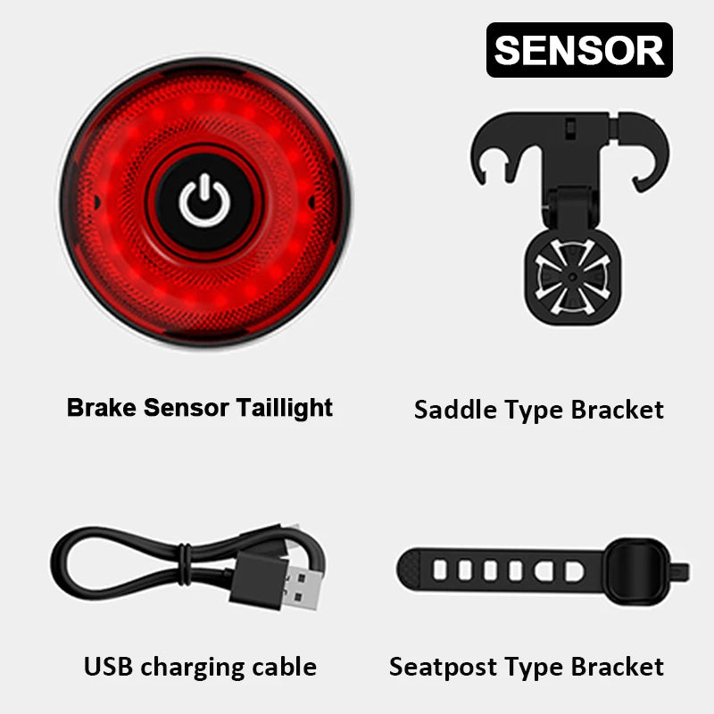 BUCKLOS Bike Rear Light Aluminum Alloy Basic/Sensing Bicycle Taillight Type-C Rechargeable MTB Road Cycling Lamp IPX5 Waterproof