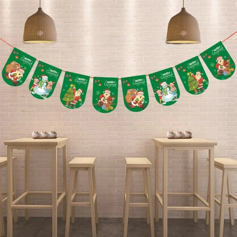 Christmas Banner Tree Ornaments Merry Decoration for Home 2025 Santa Claus Pendant Xmas Gifts New Year 2026 Flag Party Pulling