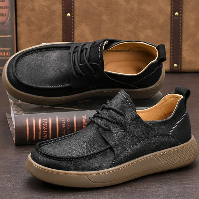 LIHUAMAO Cow leather Men Shoe Casual Walking footwear Sneakers outdoor work shoes sport