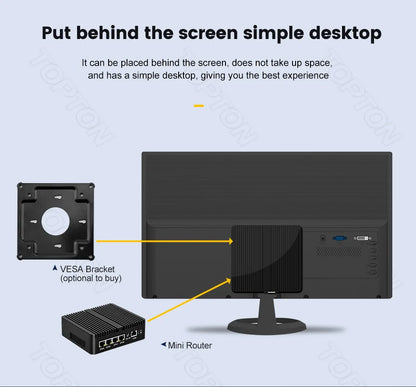 Topton pfSense Firewall Soft Router J6412 J5005 N150 4x i226-V 2.5G LAN NVMe Barebone Fanless Mini PC HDMI2.0 DP AES-NI OPNsense