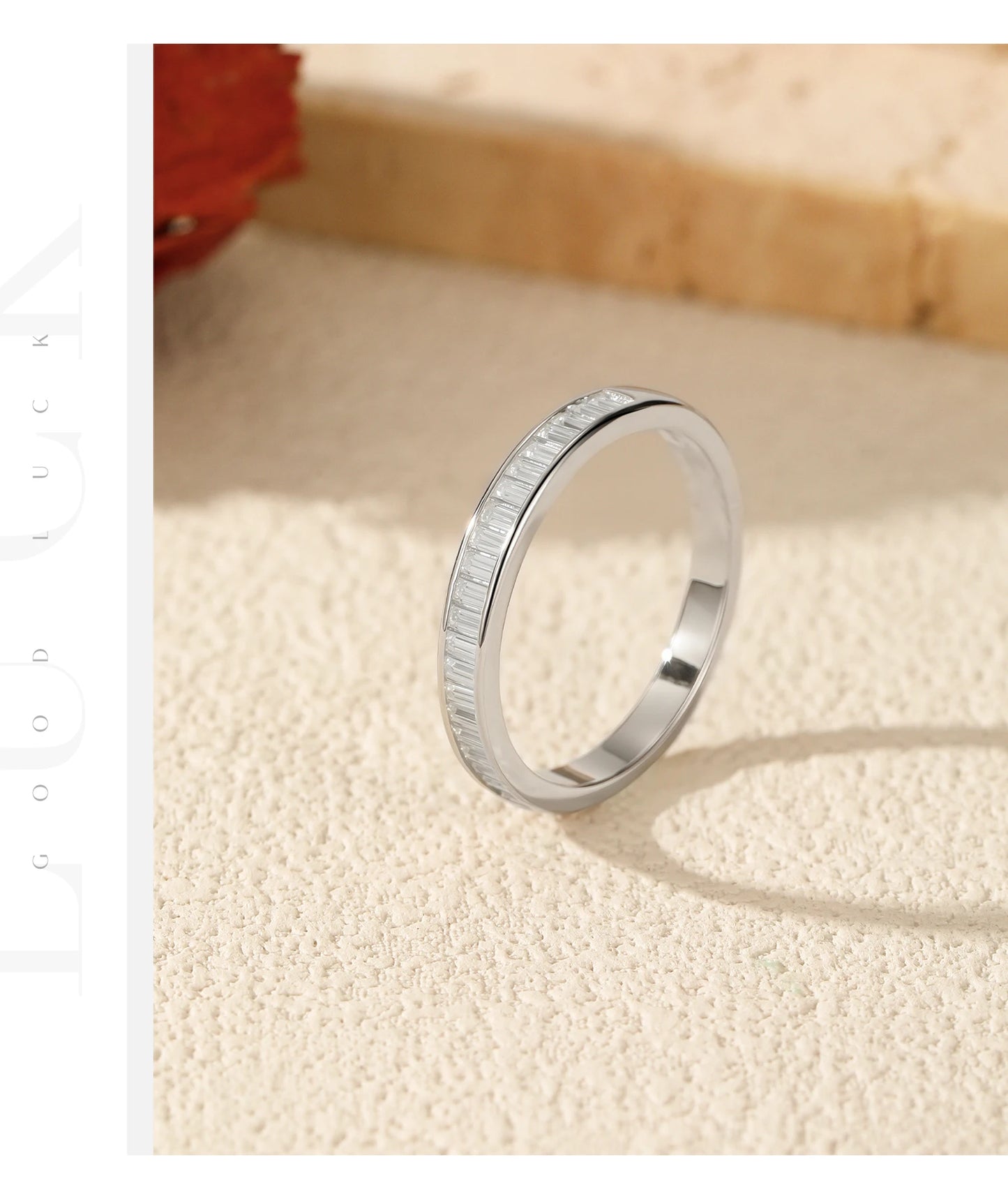 MODIAN Dazzling D Color Rectangle Moissanite Stackable Rings 925 Sterling Silver Eternity Band Rings For Women Fine Jewelry