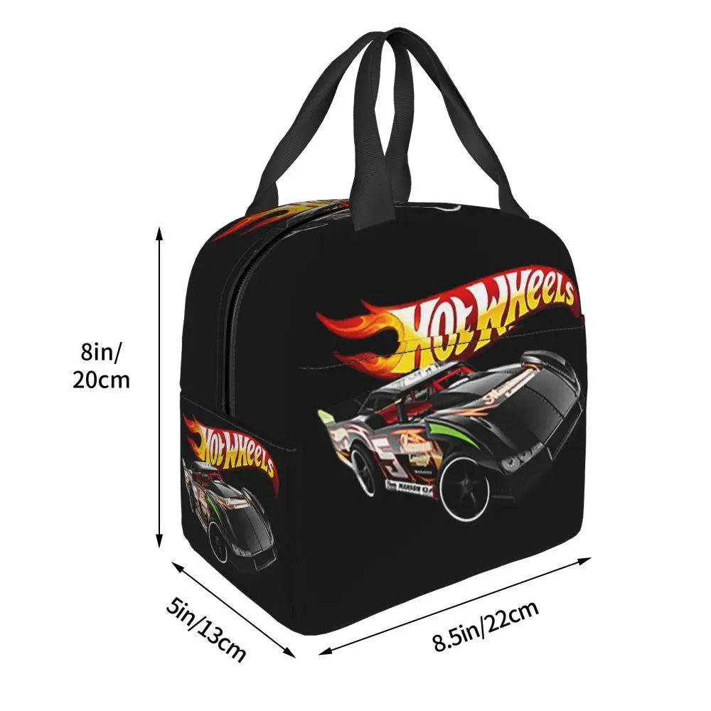 Custom Hot Wheels For Fans Thermal Insulated Lunch Bag Cartoon Sport Car Portable Lunch Container Travel Multifunction Food Box