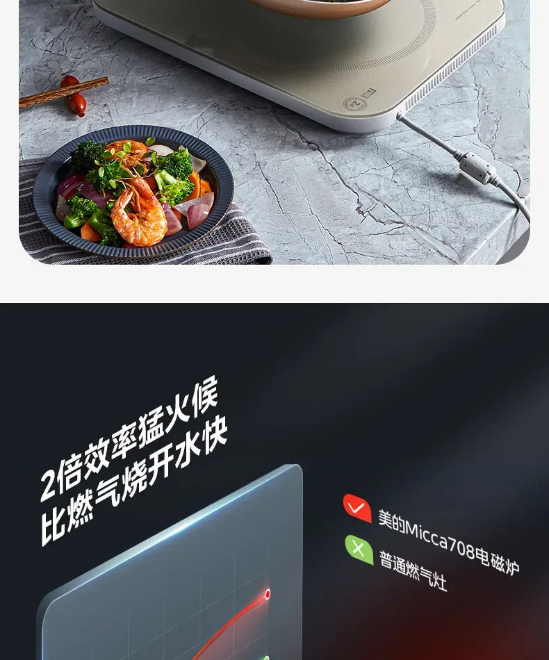 Midea Induction Cooker 2200W High Power Home Cooktop Built-in Timer Hotpot Cooker C22-Micca708 220V