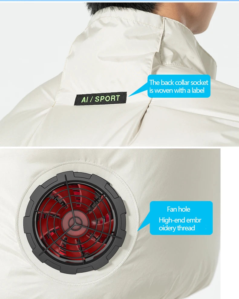 Summer cooling & heatstroke prevention fan vest, refrigerated outdoor waistcoat, fan work jacket, cooling vest, unisex style.