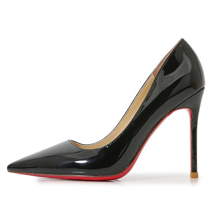 High Heels Women's Stiletto Patent Leather Internet Celebrity Pointed Large Size Small Size Professional Shoes