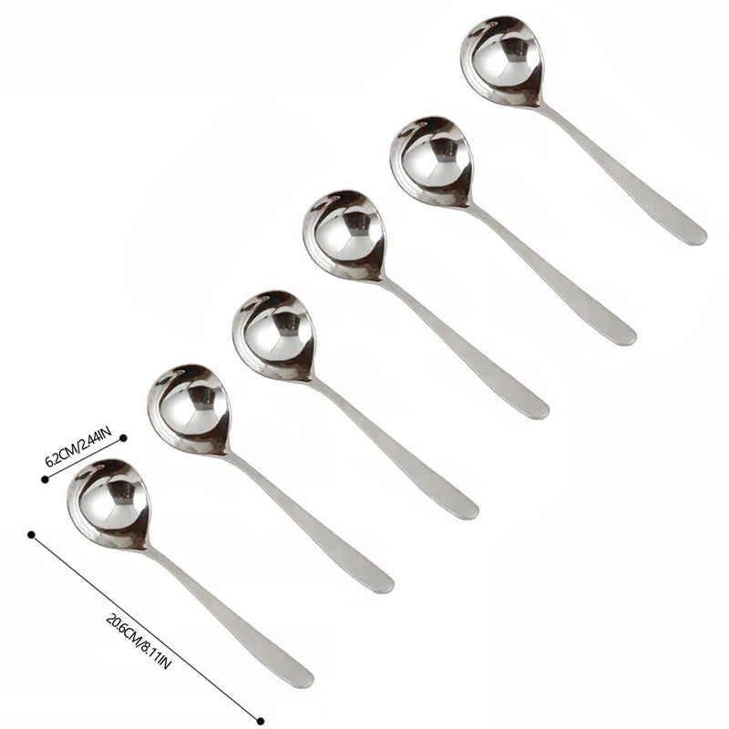 1/6Pc Stainless Steel Thickening Spoon Creative Long Handle Hotel Hot Pot Spoon Soup Ladle Home Kitchen Essential Tools