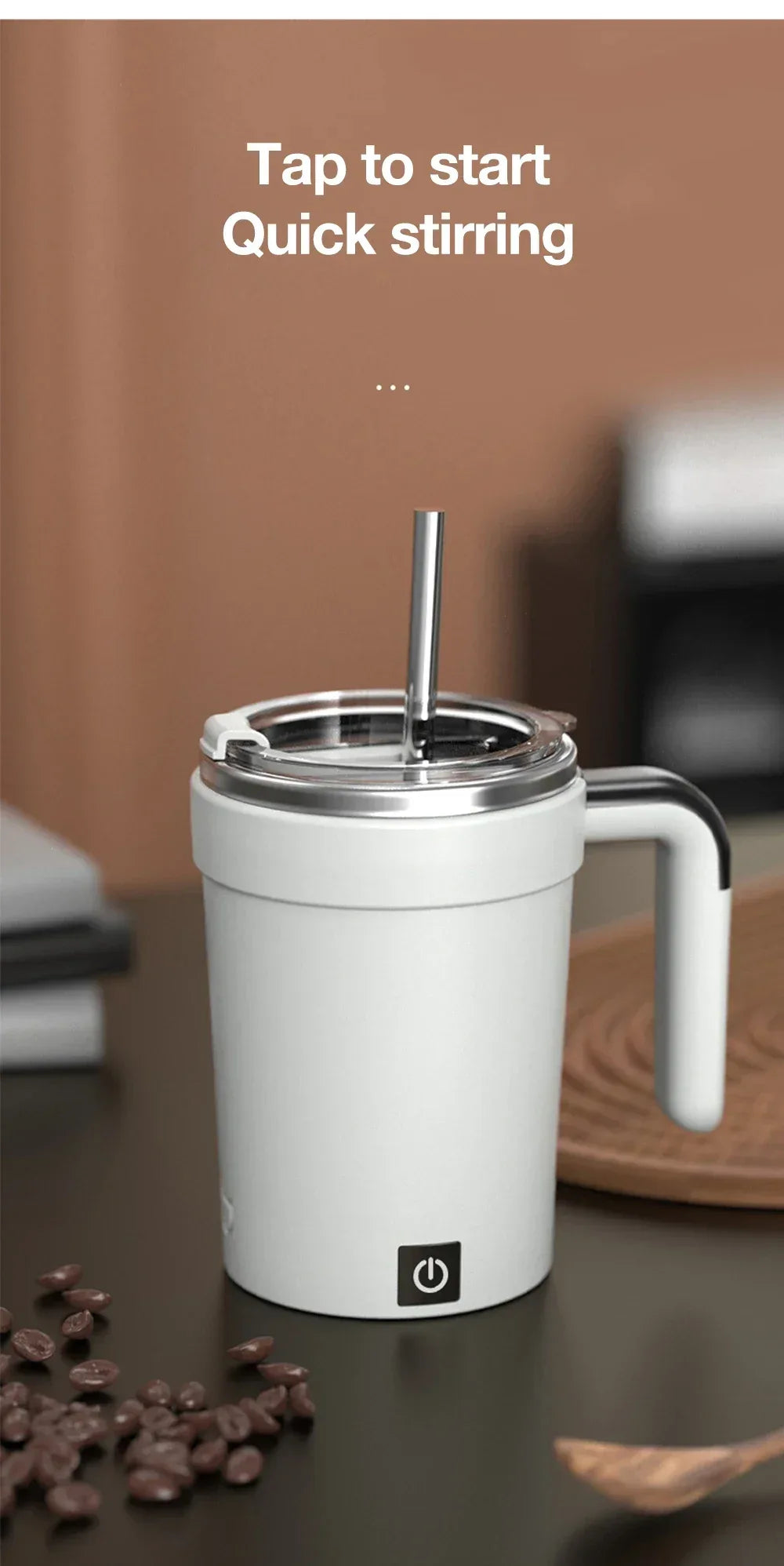 Detachable Automatic Mixing Coffee Cup Intelligent Temperature Measuring Rechargeable Mug Suitable for Office/Kitchen/Travel