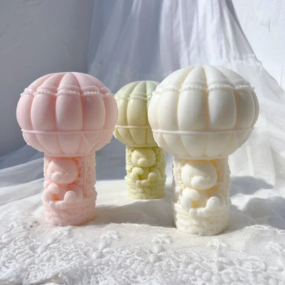 Teddy Bear in A Balloon Candle Mold Valentine's Day Gift idea sitting Bear Hot Air Balloon Silicone Mold Home Decor Wedding Gift