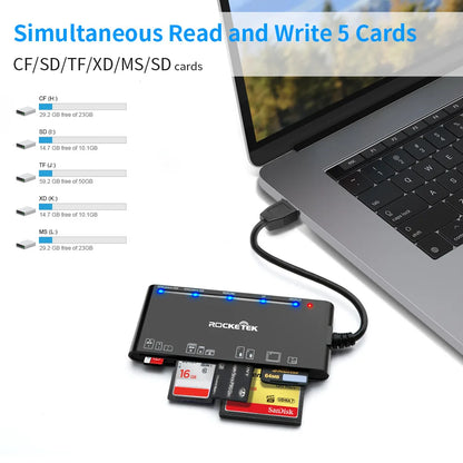 UTHAI TF7 Laptop Accessories USB 3.0 Multi Functional Card Reader CF/XD/MS/SD/TF Card 7-in-1 USB Card Reader