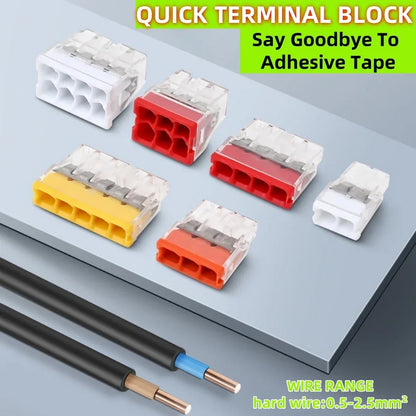 10/50/100 Pcs CMK 20 Mini Quick Wire Connectors 2/3/4/5/6/8 Ports Terminal Block Hard Stainless Easy Electric Quick Push-In