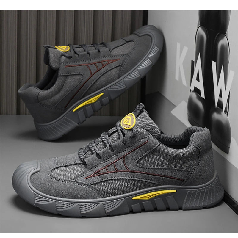 Oulylan Men's Lightweight Safety Shoes Breathable Low-Top Work Shoes Outdoor Fashionable Wear-Resistant Labor Protection Shoes