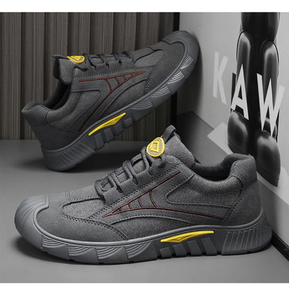 Oulylan Men's Lightweight Safety Shoes Breathable Low-Top Work Shoes Outdoor Fashionable Wear-Resistant Labor Protection Shoes