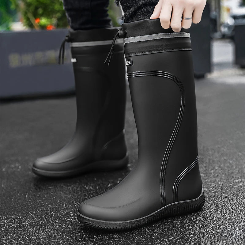 Rain shoes men's waterproof rainproof boots four season soft soles non-slip comfort outdoor work water shoes male's water boots