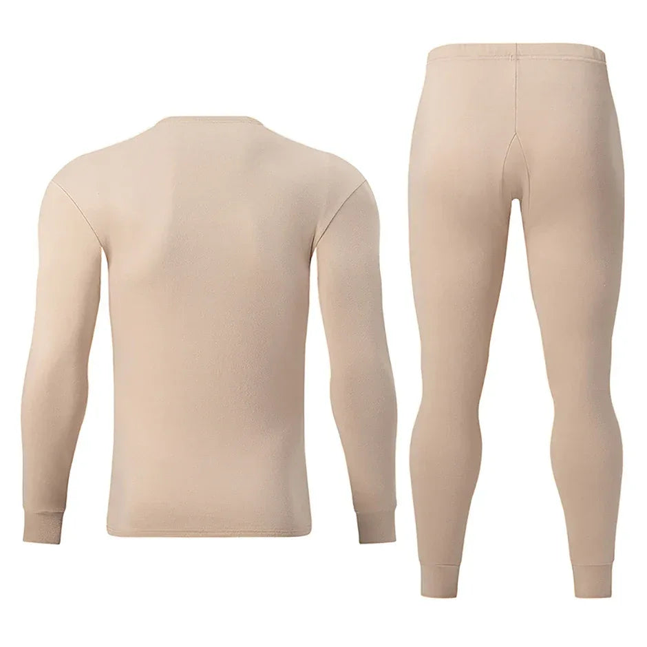 2-piece Autumn And Winter Men's Solid Color Simple and Versatile Round Neck Warm Underwear Set Comfortable Youth Home Clothes