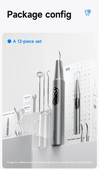 CURVY MOON Visible Electric Ultrasonic Tooth Cleaner with Camera Tartar Remover Tooth Stain Cleaning Tools Teeth Whitening Care