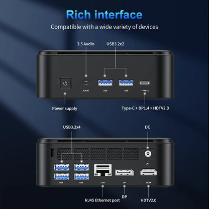 ACEMAGIC Mini PC with AMD Ryzen 5 7430U 16GB DDR4 512GB M.2 SSD Mini Gaming PC with USB Type-C Supports Triple 4K Display