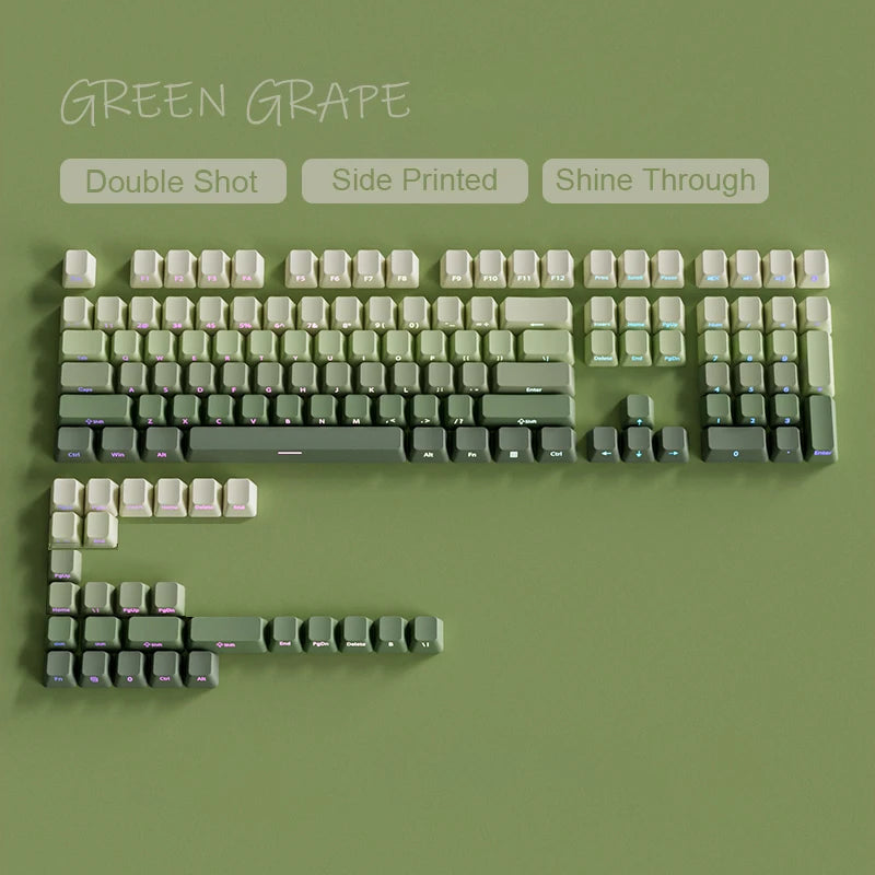Babysbreath Side Print Shine Through Keycap Cherry Profile Double Shot PBT Keycaps 130 Key for Cherry MX Switches Gamer Keyboard