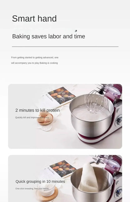 Desktop Egg Beater Electric Household Baking Chef Machine Cream Beater Small Mixing and Noodle Cover Commercial Stand Mixer