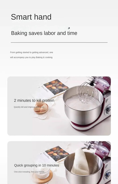 Desktop Egg Beater Electric Household Baking Chef Machine Cream Beater Small Mixing and Noodle Cover Commercial Stand Mixer