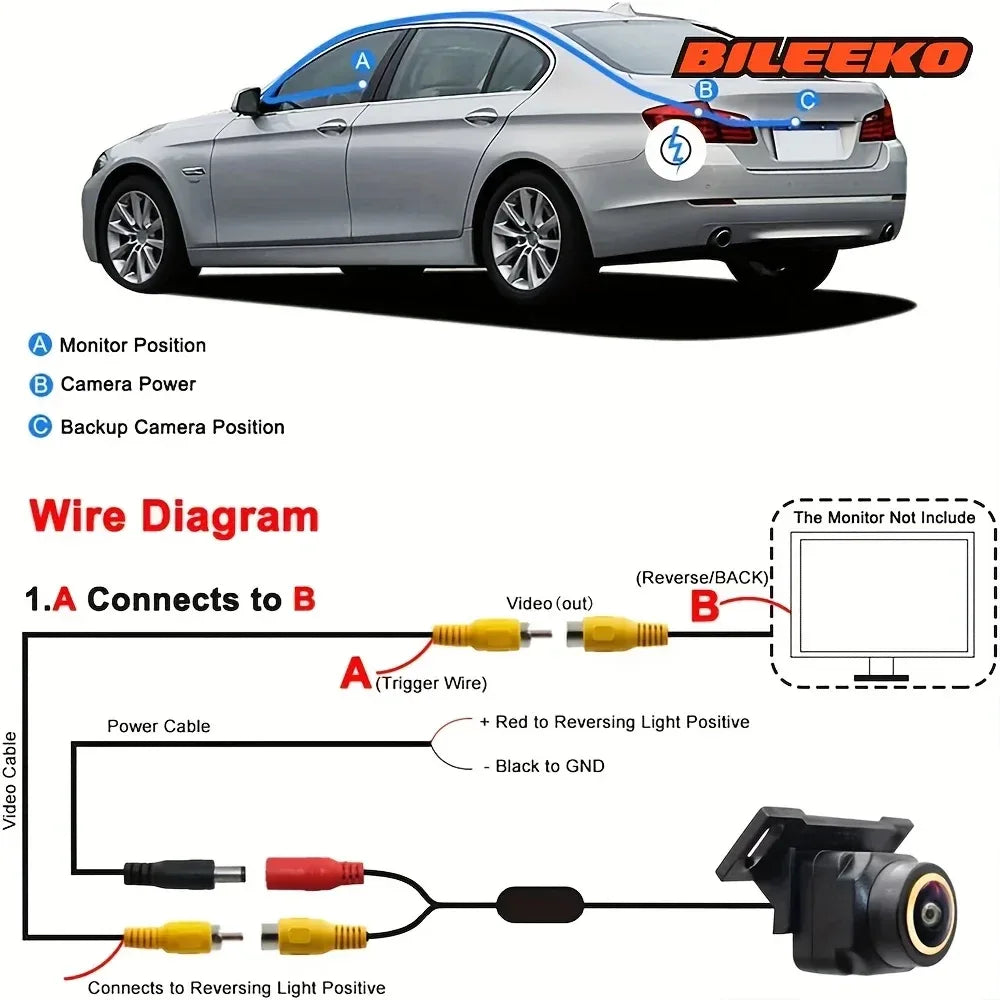 Car Camera Rear Front Side View AHD 1080P Fisheye Wide Angle Lens Backup Camera CVBS Switch Guideline ON/OFF