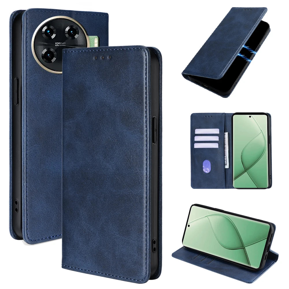 Business Magnetic Phone Case for Tecno Spark 20 10 Pro 20C 10C 8C Spark GO 2024 Pop 8 Pro Leather Wallet Case Flip Cover